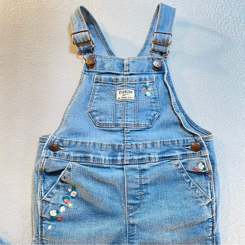OshKosh B’Gosh Girls Denim Floral Overalls Size 4T